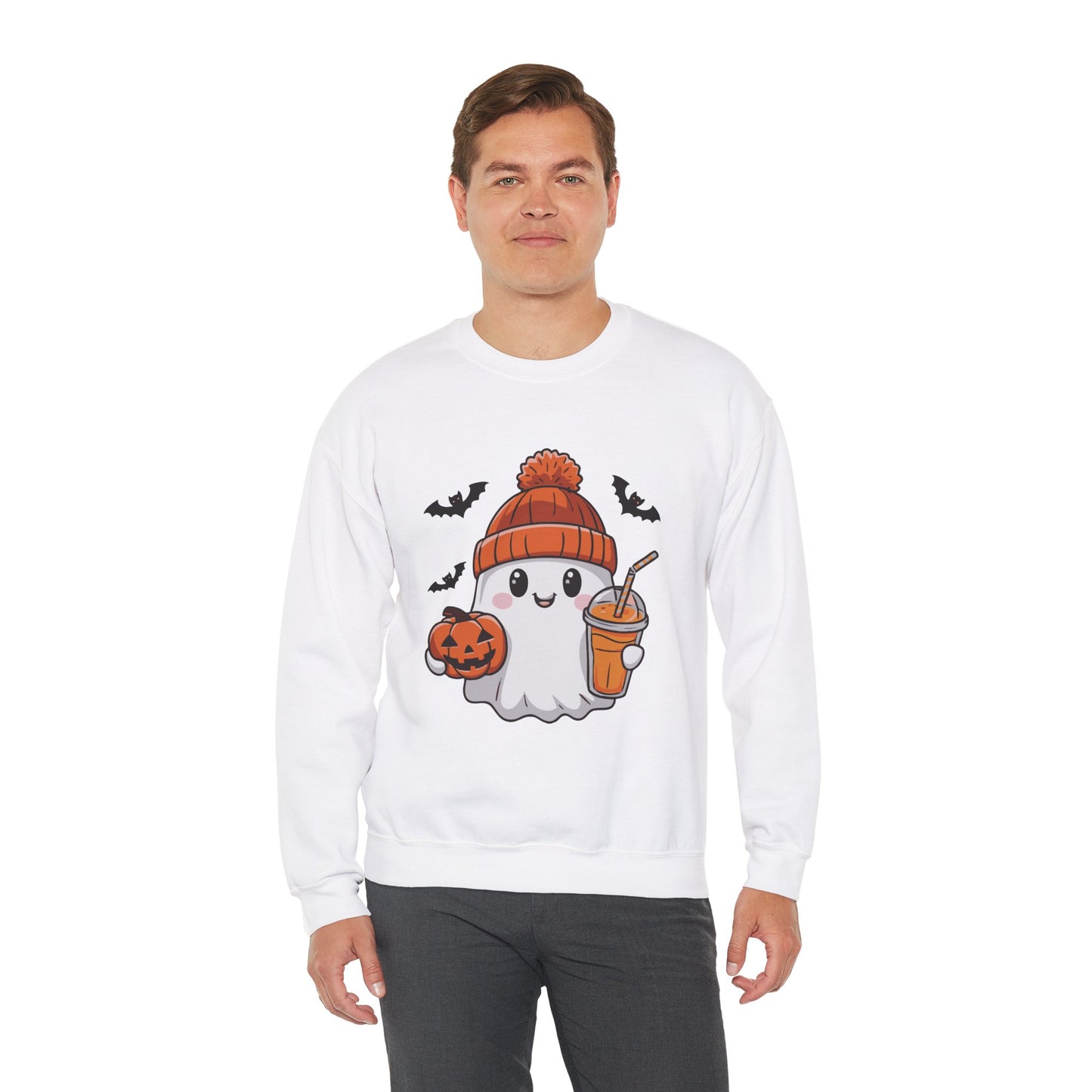 Exclusive Halloween Cute Pumpkin Spice Ghost - Sweatshirt - Fun colors 🧡🩶🩷