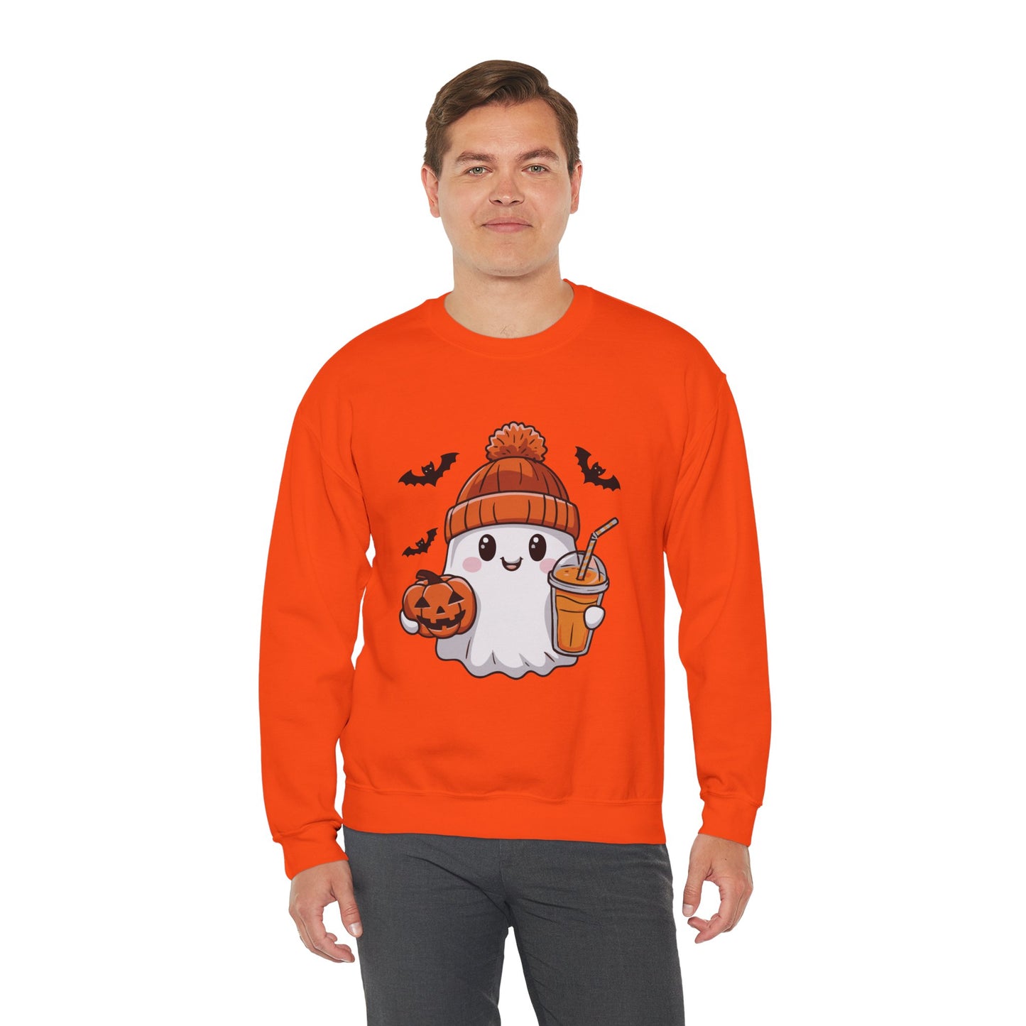 Exclusive Halloween Cute Pumpkin Spice Ghost - Sweatshirt - Fun colors 🧡🩶🩷