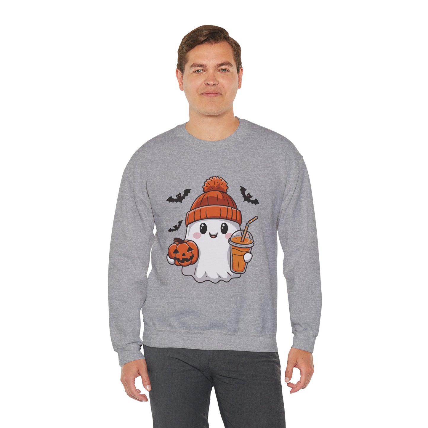 Exclusive Halloween Cute Pumpkin Spice Ghost - Sweatshirt - Fun colors 🧡🩶🩷