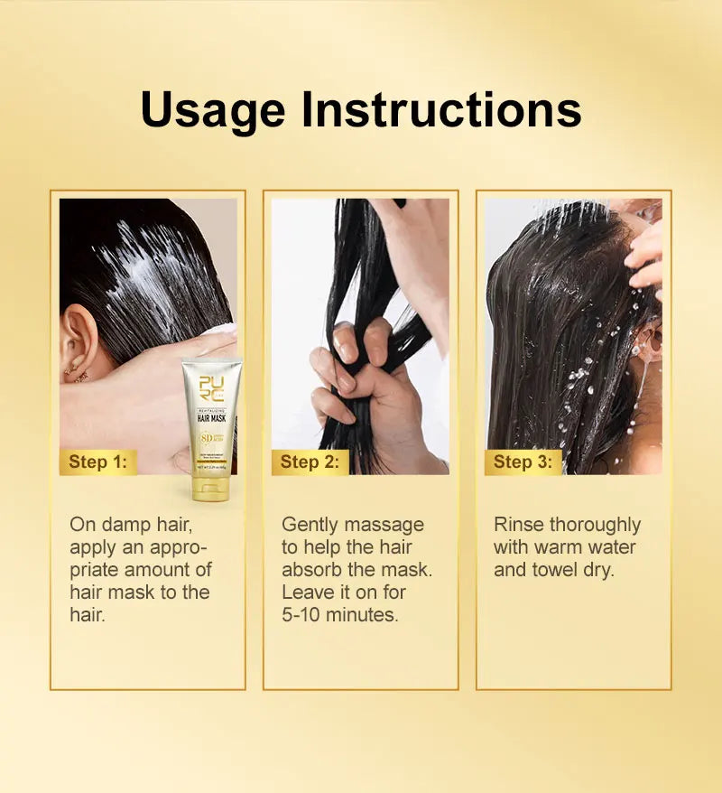 PURC Argan Oil Hair Mask Smoothing Nourishing Repair Damaged Frizz Conditioning Collagen Hair Treatment Hair Care