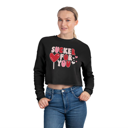 Sucker For You - Valentine's Day 🩷 Women's Cropped Sweatshirt - Unique Design & Limited Edition ✨