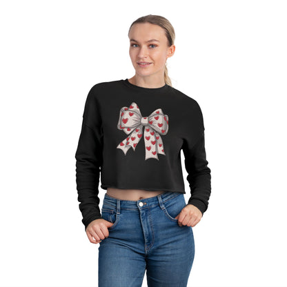 Heart Ribbon - Valentine's Day 🩷 Women's Cropped Sweatshirt - Unique Design & Limited Edition ✨