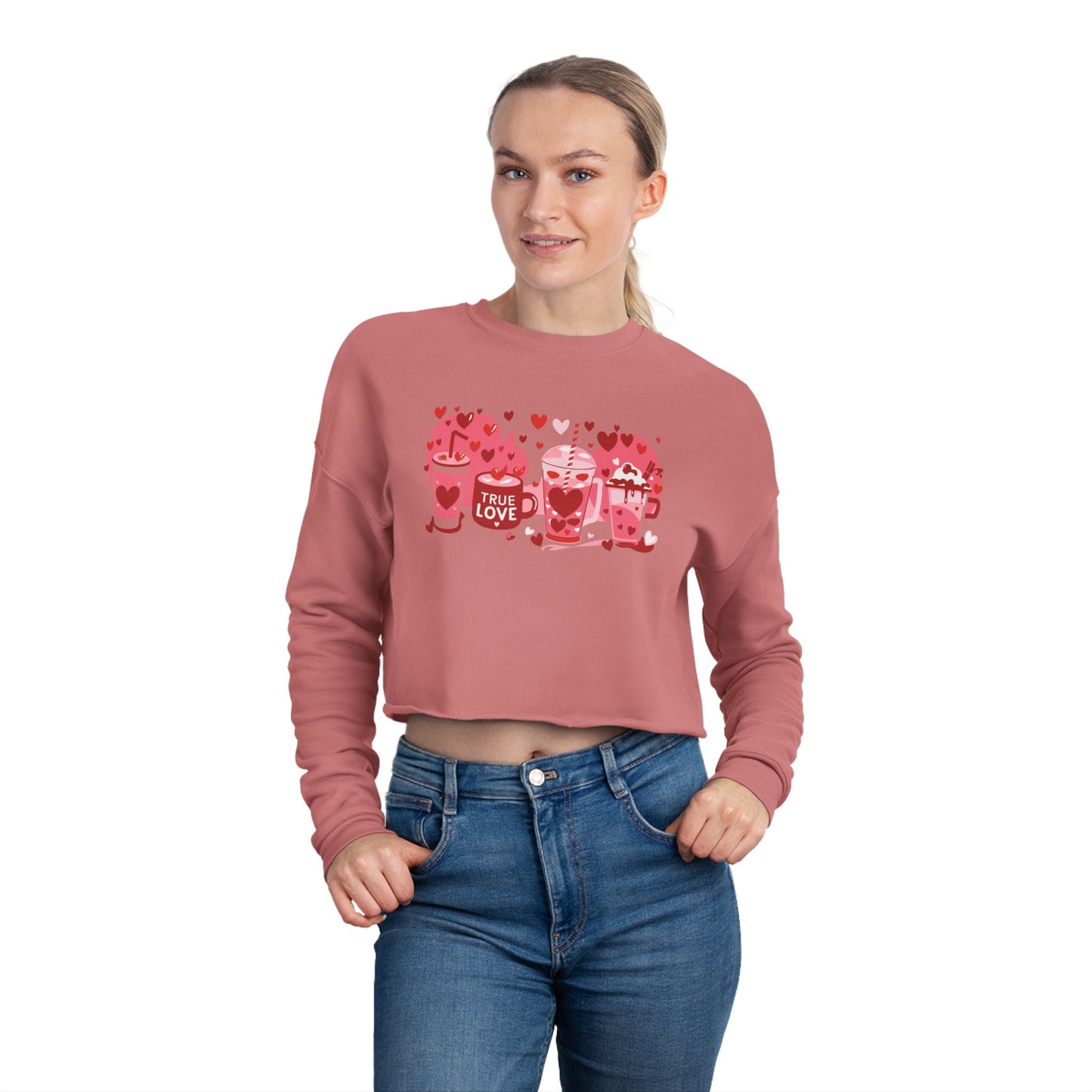 PINK True Love - Valentine's Day 🩷 Women's Cropped Sweatshirt - Unique design & Limited Edition ✨