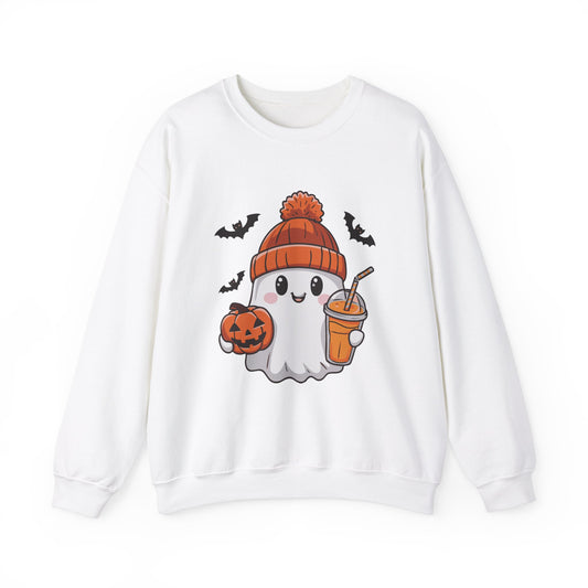Exclusive Halloween Cute Pumpkin Spice Ghost - Sweatshirt - Fun colors 🧡🩶🩷