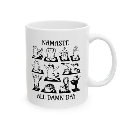Namaste All Damn Day - Ceramic Mug (11, 15 oz) - Double sided design