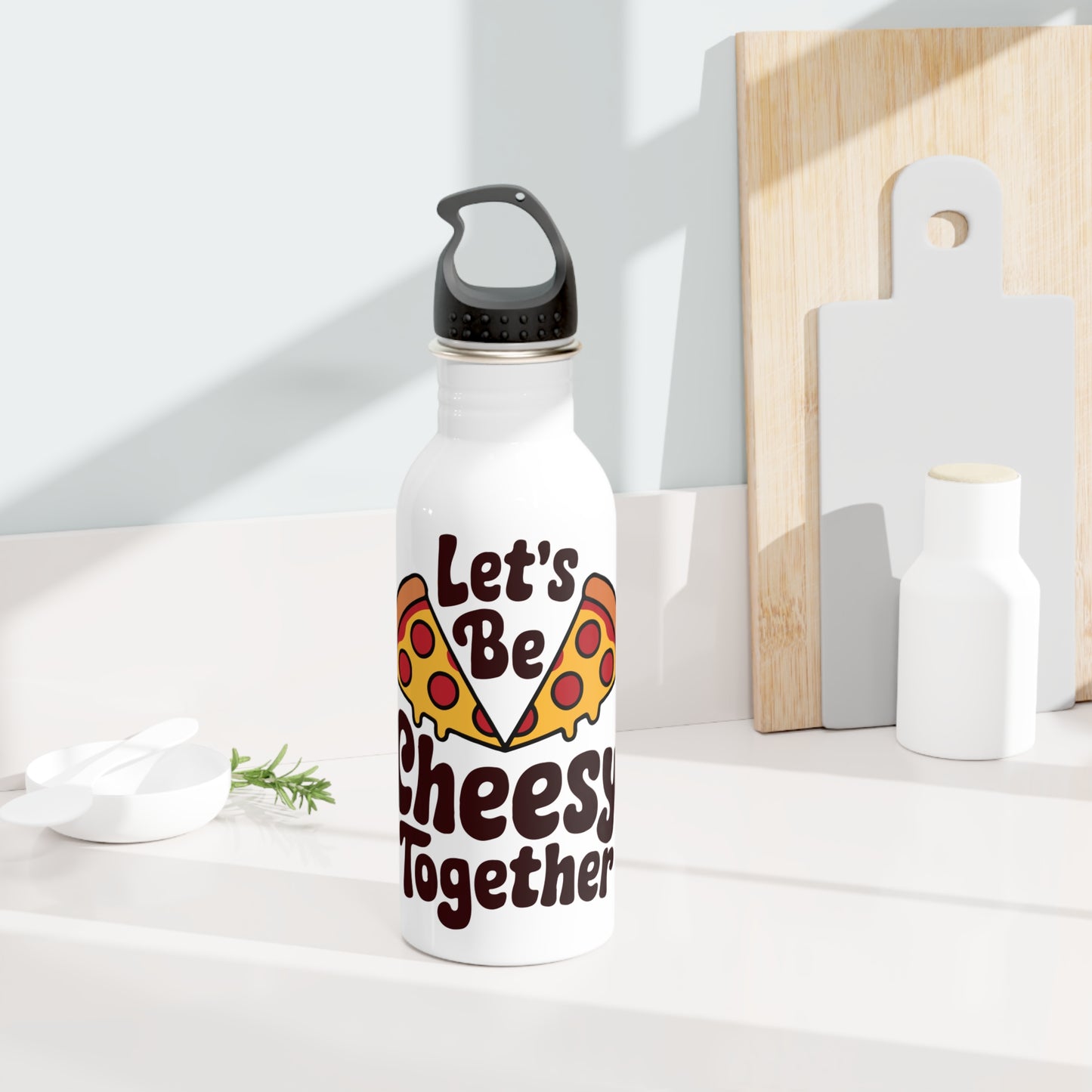Let's Be Cheesy Together - Valentine's Day - Stainless Steel Water Bottle 20oz