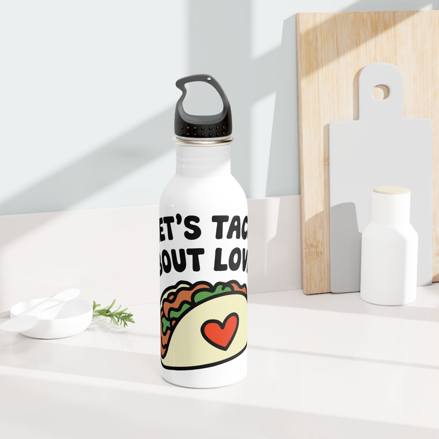 LET'S TACO 'BOUT LOVE - Valentine's Day - Stainless Steel Water Bottle 20oz