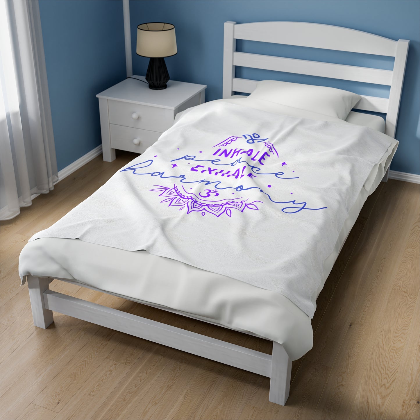 Inhale Peace Exhale Harmony - Velveteen Plush Blanket