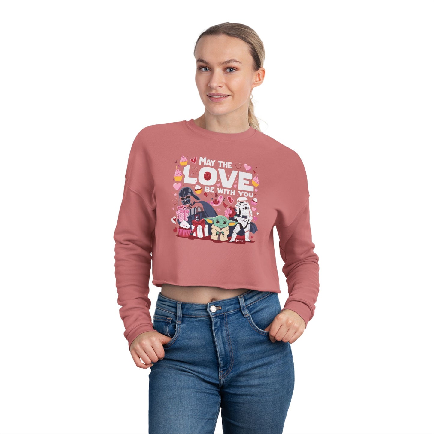 May the LOVE be with you - (STAR WARS Lovers) - Valentine's Day 🩷 Women's Cropped Sweatshirt - Unique Design & Limited Edition