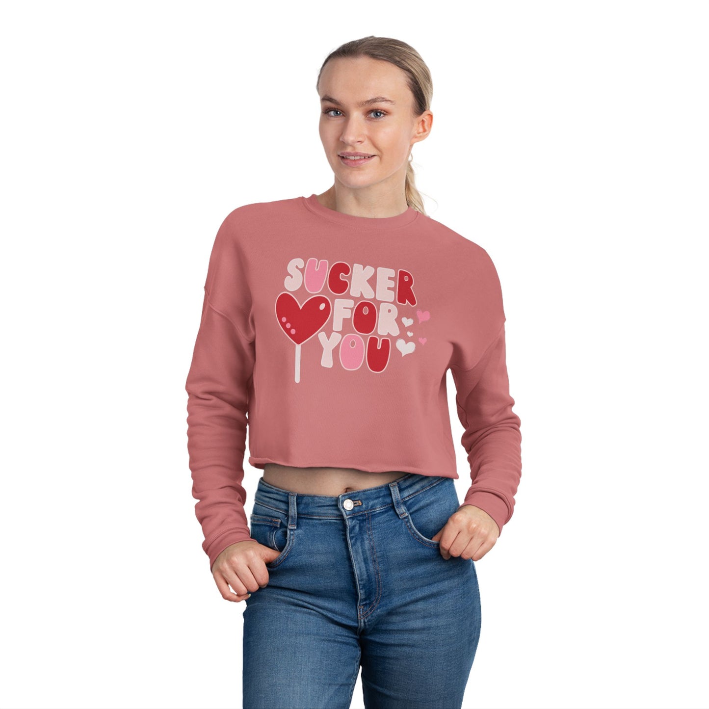 Sucker For You - Valentine's Day 🩷 Women's Cropped Sweatshirt - Unique Design & Limited Edition ✨