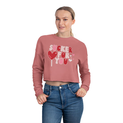 Sucker For You - Valentine's Day 🩷 Women's Cropped Sweatshirt - Unique Design & Limited Edition ✨