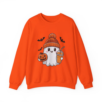 Exclusive Halloween Cute Pumpkin Spice Ghost - Sweatshirt - Fun colors 🧡🩶🩷