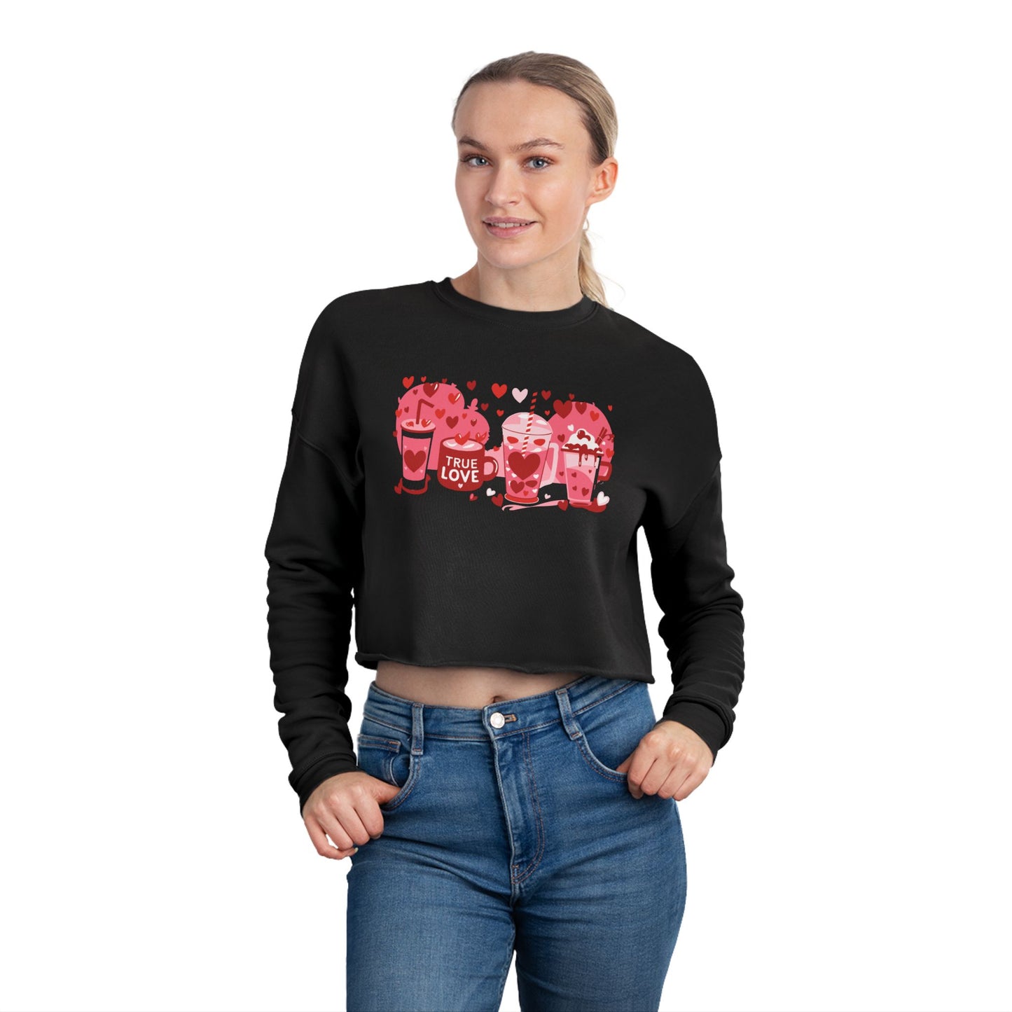 PINK True Love - Valentine's Day 🩷 Women's Cropped Sweatshirt - Unique design & Limited Edition ✨