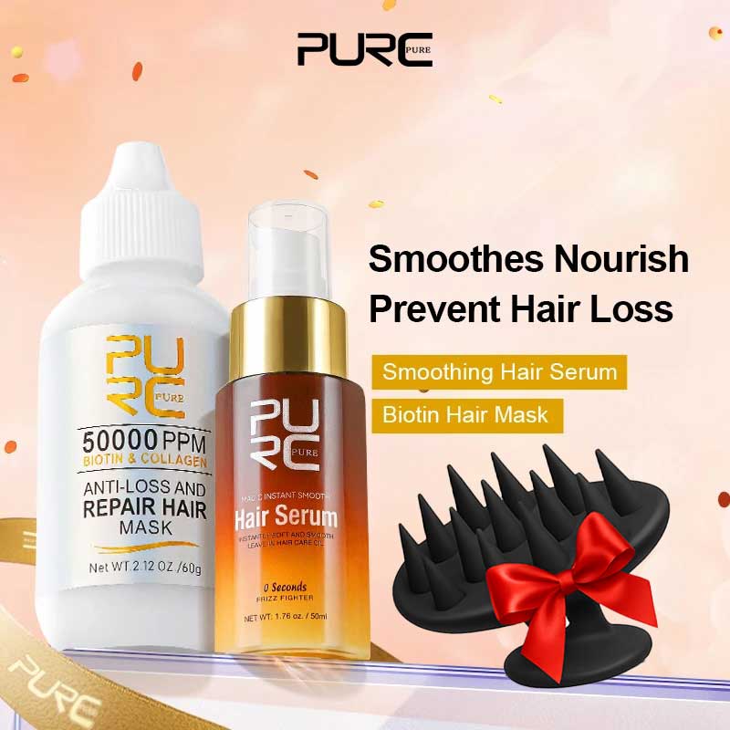 PURC Smoothing Hair Serum & Biotin Hair Mask Set