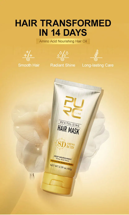 PURC Argan Oil Hair Mask Smoothing Nourishing Repair Damaged Frizz Conditioning Collagen Hair Treatment Hair Care