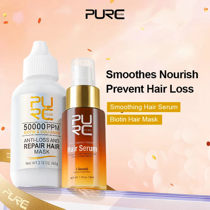 PURC Smoothing Hair Serum & Biotin Hair Mask Set